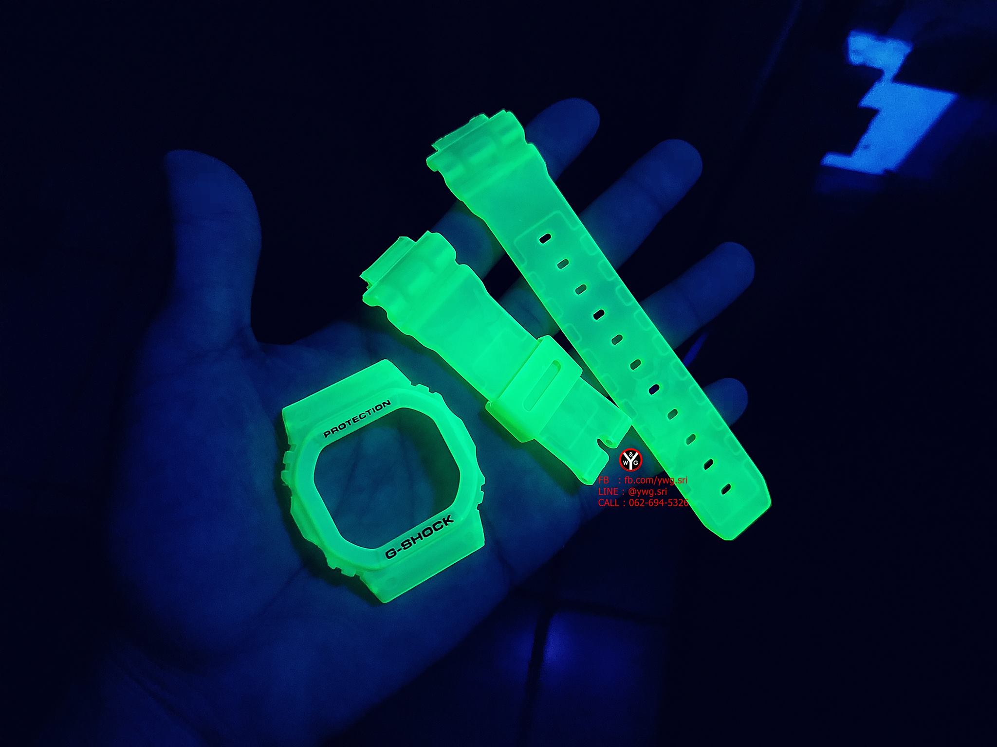 กรอบสาย(ขุ่น) G-SHOCK สีเขียวสะท้อนแสง ใส่ได้รับรุ่น DW-5600