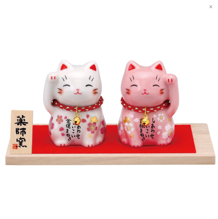 [PRE-ORDER] แมวกวักญี่ปุ่น แมวกวักสีขาว แมวกวักสีชมพู เซ็ทคู่ 2 ตัว งานเซรามิก แฮนด์เมด นำเข้าจากญี่ปุ่น แมวกวักนำโชค Lucky Cat Japan Handmade