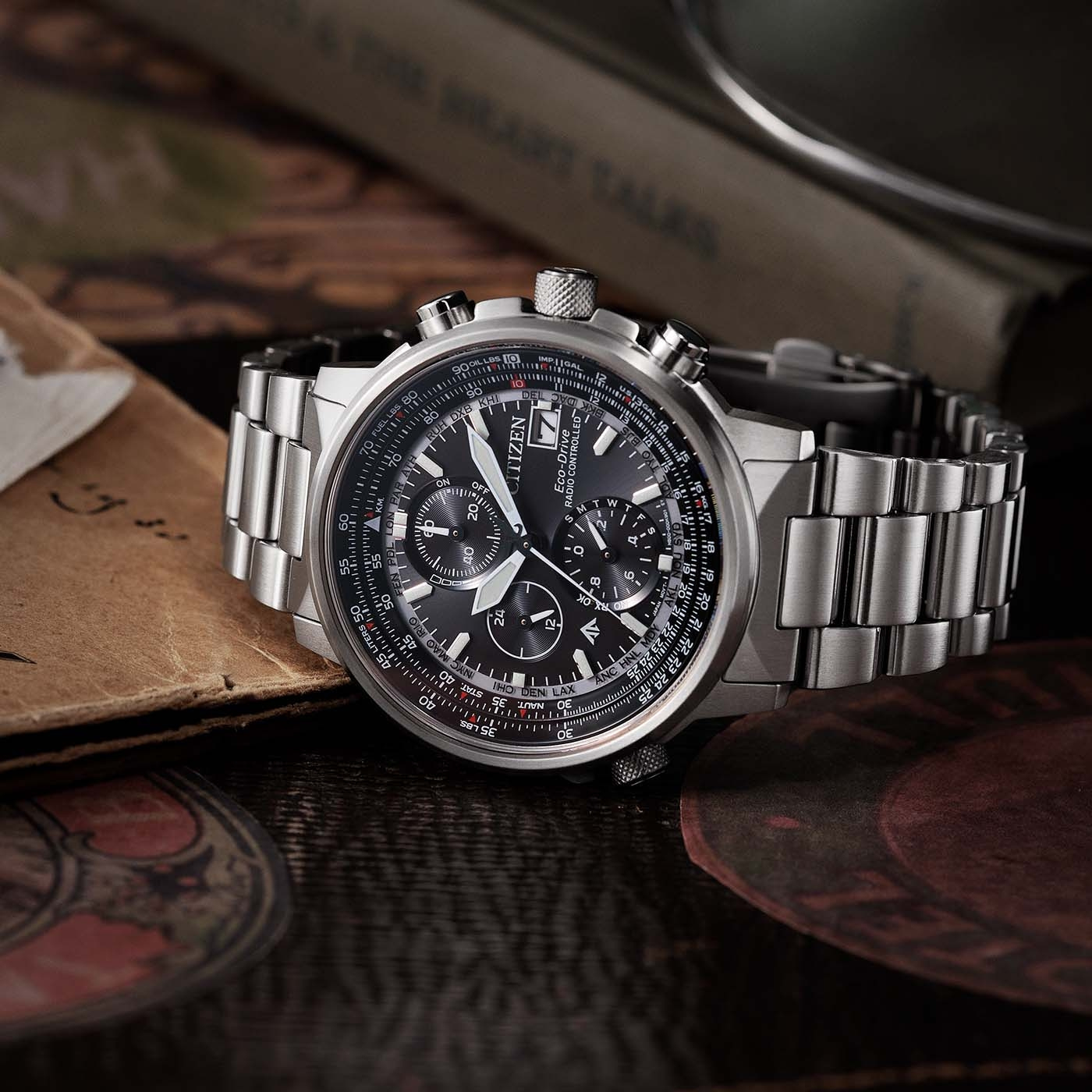 Citizen AT8300-58E นาฬิกาผู้ชาย Promaster Sky Navihawk A-T Radio-Controlled Eco-Drive Men's Watch