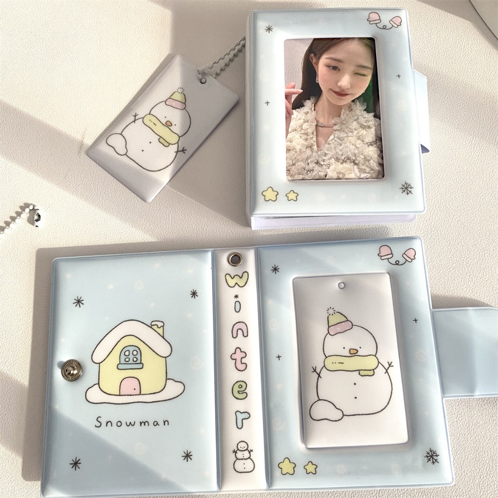 อัลบั้มใส่การ์ด ลายหิมะ สีฟ้า แฟ้มใส่การ์ด Photocard สมุดอัลบั้มรูปโพลารอยด์ ขนาด 10 ซม. สไตล์เกาหลี