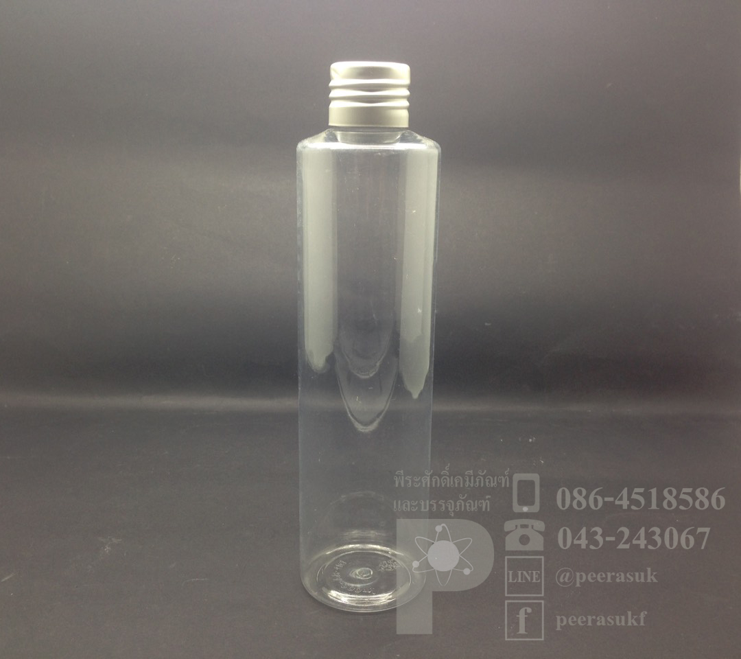SA250 ml ใส+จุกรู+ฝาเกลียวสีเงิน แพคละ 10 ชิ้น