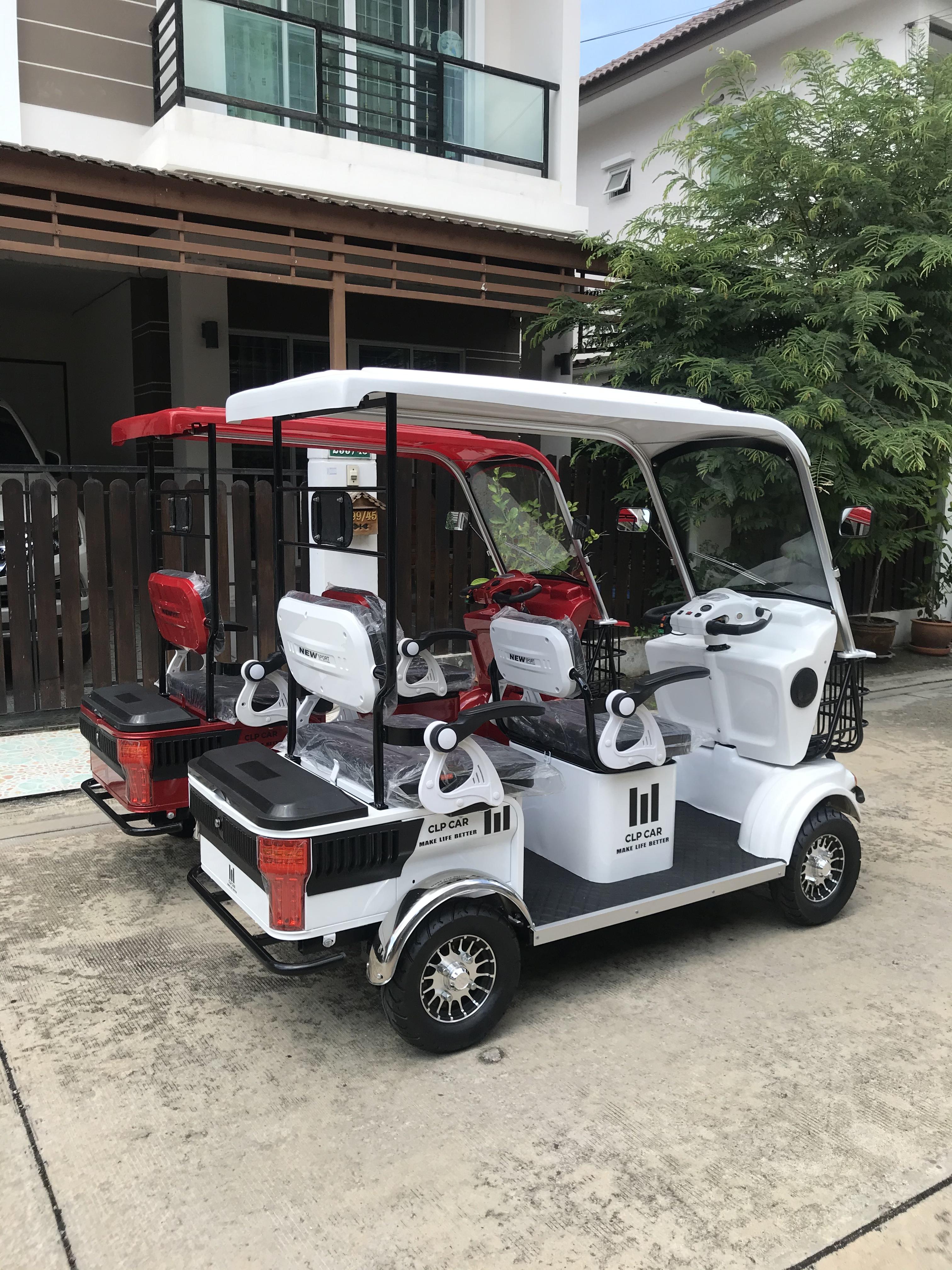 รถไฟฟ้า 4 ล้อ 3 ที่นั่ง รุ่น M-01 ยี่ห้อ CLP CAR สีขาว ขับแฮนด์บิด