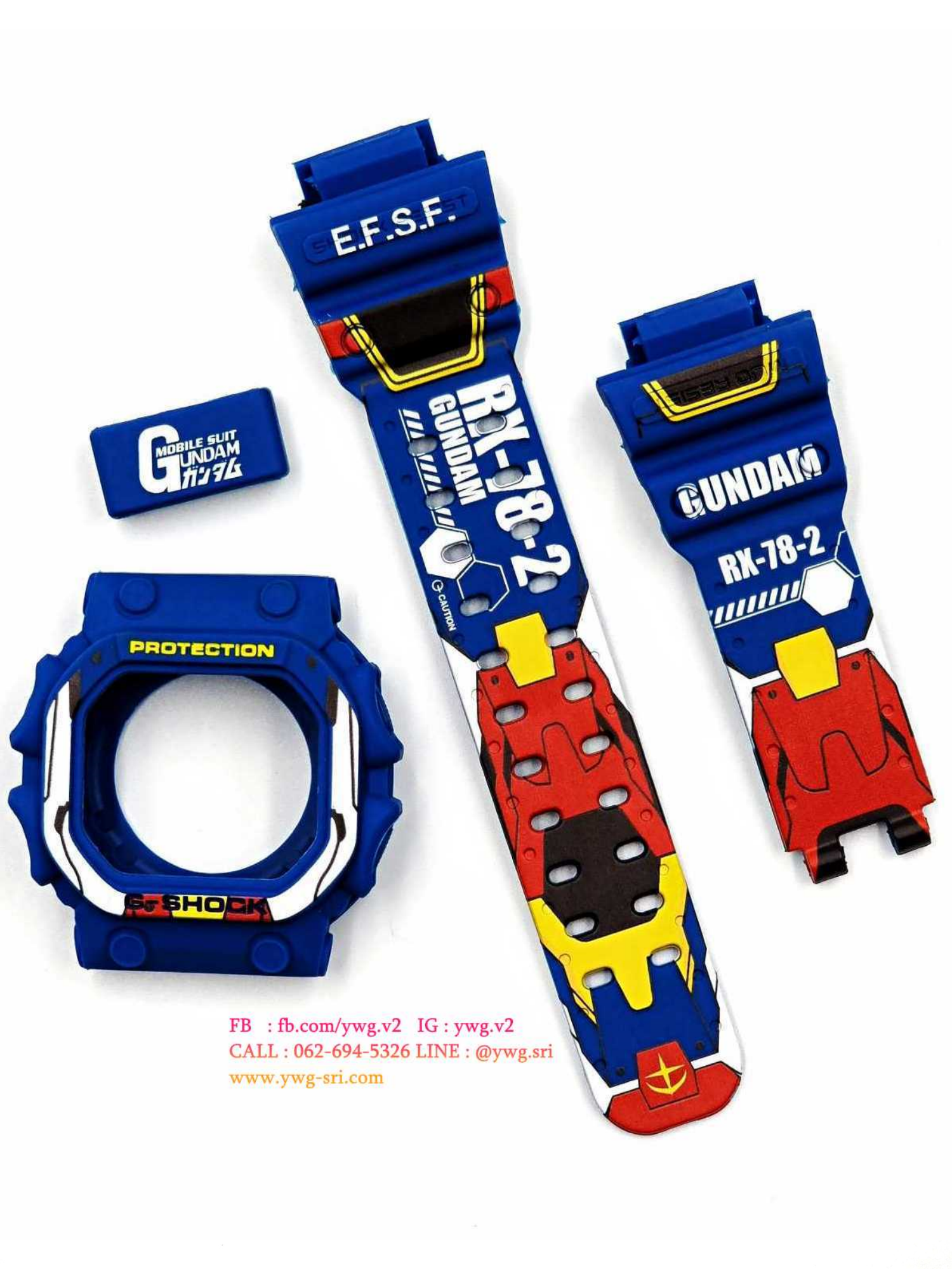 กรอบสาย G-SHOCK สีน้ำเงินด้าน สกรีนลาย Gundam RX78-2 ใส่กับรุ่น GX-56