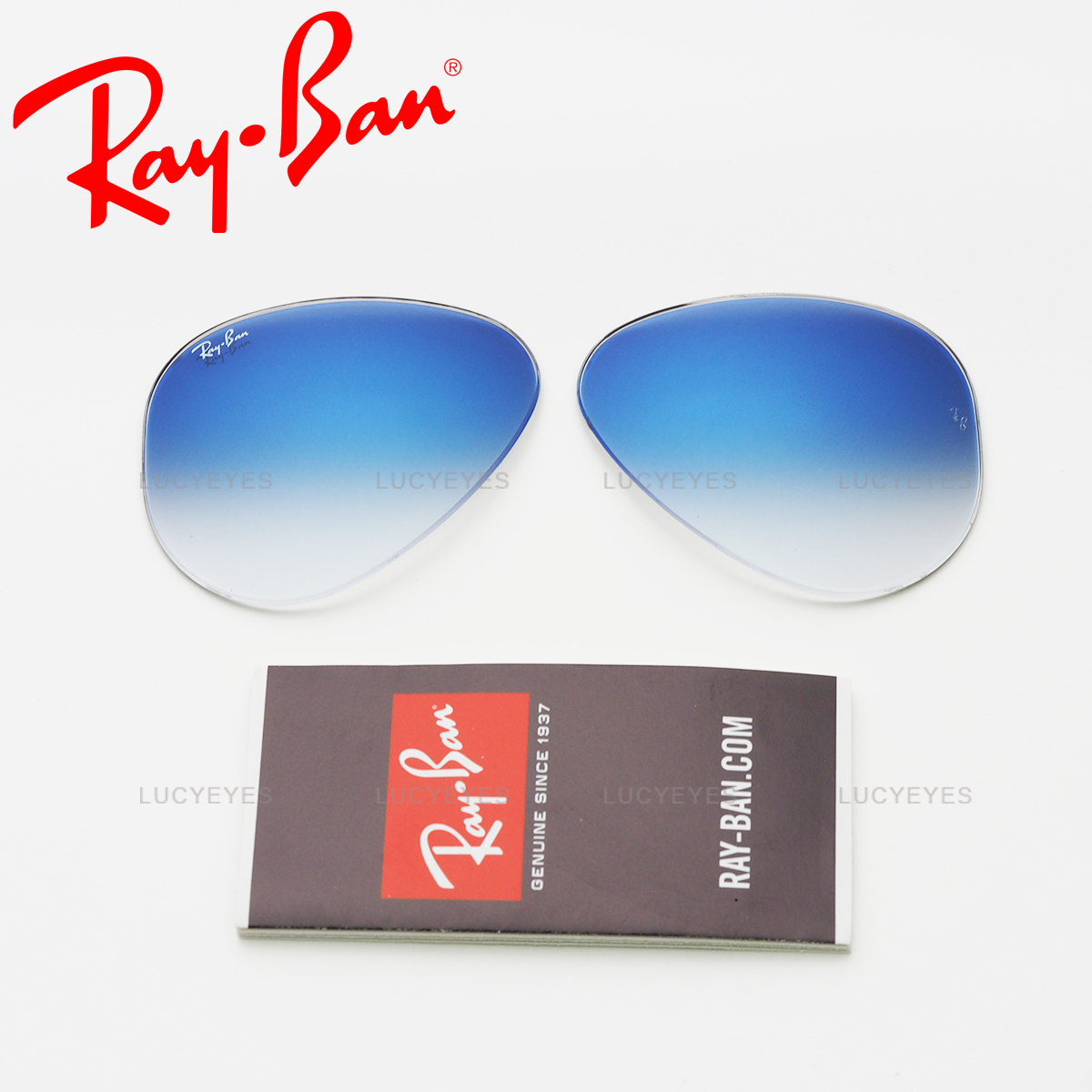 เลนส์ RAYBAN แท้ 100% RB3025 003/3F, AVIATOR เลนส์สีฟ้าไล่สี