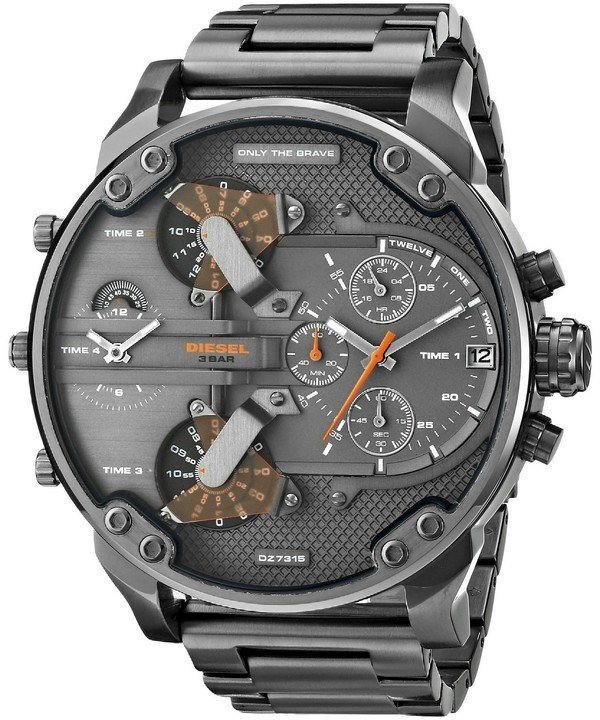 Diesel DZ7315 นาฬิกาผู้ชาย Diesel รุ่น DZ7315, Mr. Daddy Gunmetal Ion-Plated Chronograph Four Time Zone Dial Men's Watch
