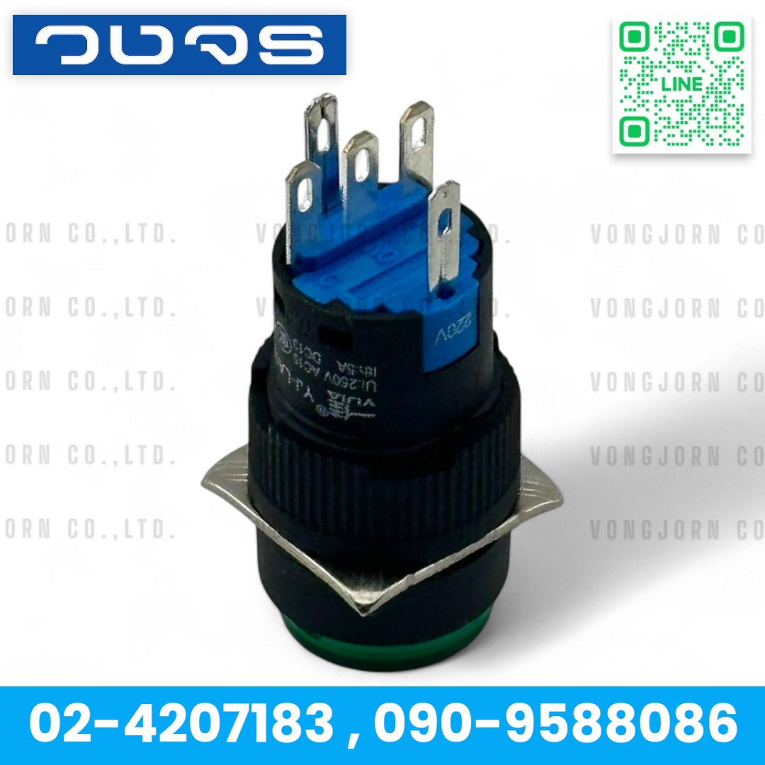 Push Button YJ-LA16-11DN 16mm. 220V/24V (ไม่ล็อค) Momentary
