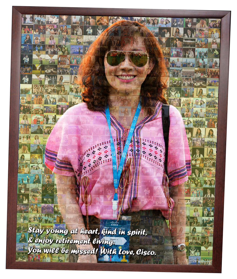 ของขวัญวันเกษียณ Mosaic Photo ขนาด 16x20 นิ้ว + กรอบไม้เส้นP32โอ๊ค E เคลือบร้อน