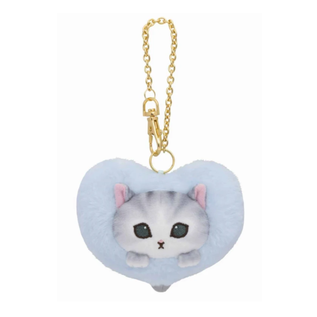 [PRE-ORDER] พวงกุญแจ ตุ๊กตา แมวโมฟุ รูปหัวใจ สีฟ้า Mofusand Heart Cat Mascot mofusand ふわふわハートにゃんこマスコット(ブルー)