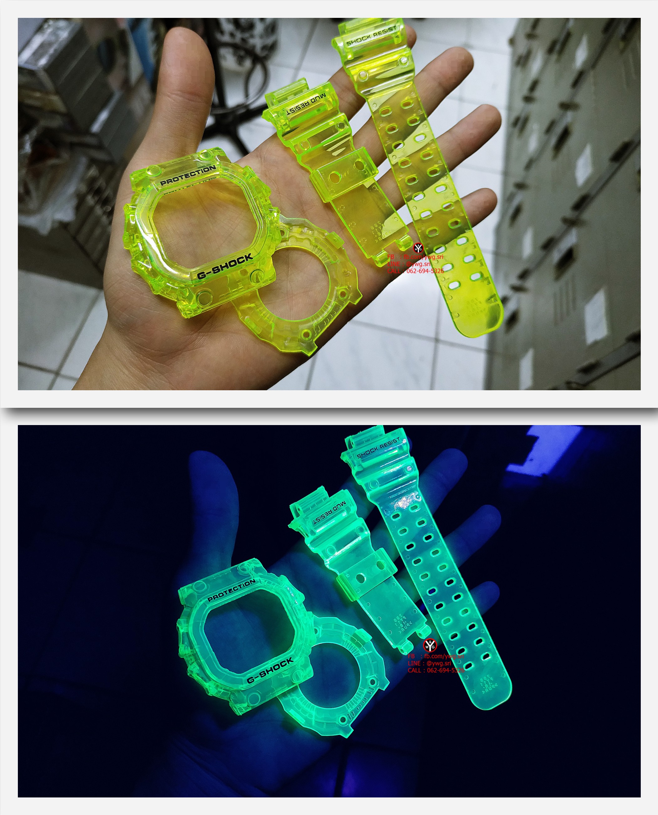 กรอบสาย(ใส) G-SHOCK สีเขียวสะท้อนแสง ใส่ได้รับรุ่น GX-56
