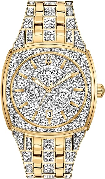 Bulova 98B323 นาฬิกาผู้ชาย Crystal Pave Quartz Men's Watch