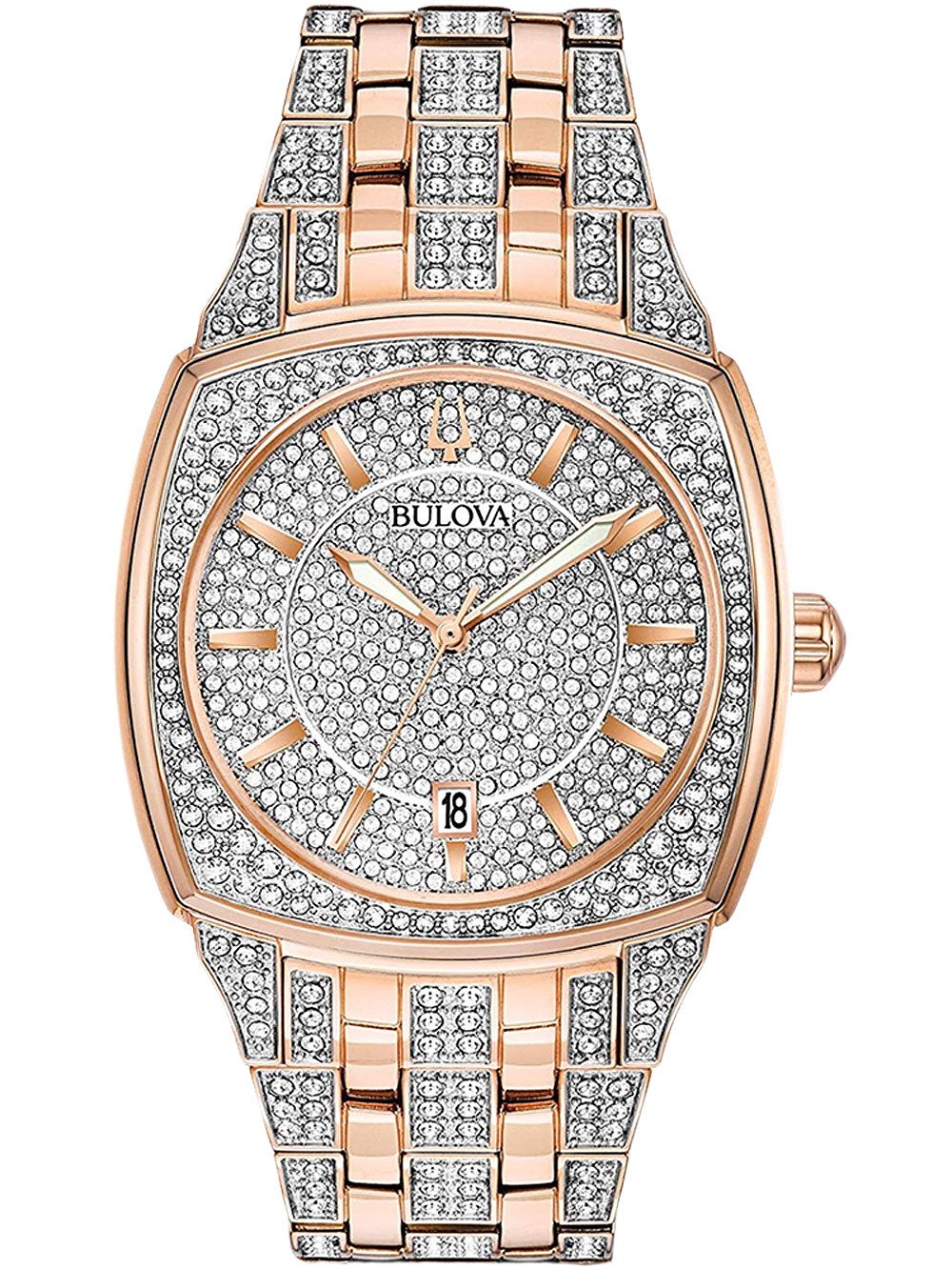 Bulova 98B324 นาฬิกาผู้ชาย Crystal Pave Quartz Men's Watch