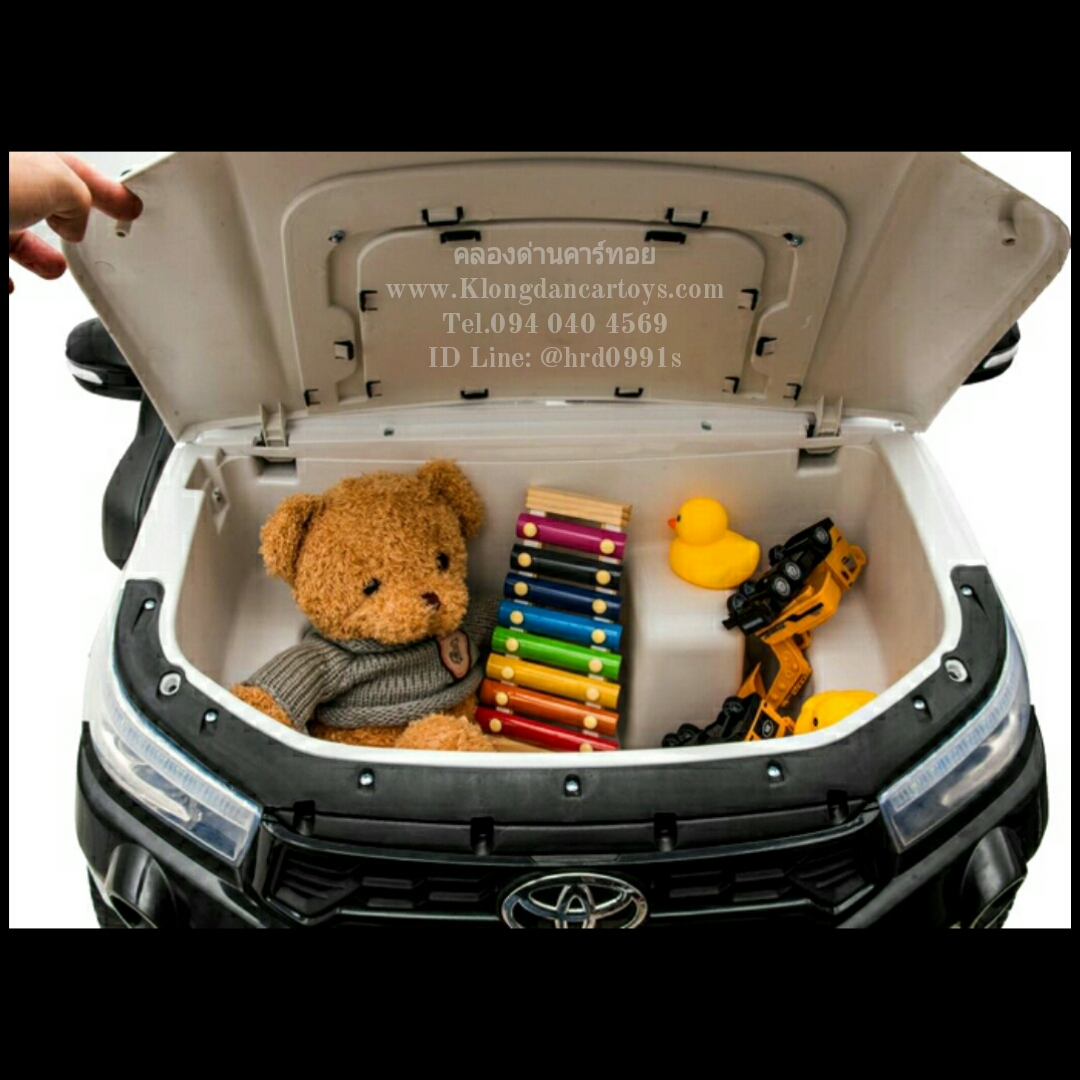 *ลิขสิทธิ์แท้TOYOTA*รถกะบะเด็กแบตเตอรี่2ที่นั่ง*คันใหญ่, พ่วงมาลัยซ้าย* (ออกตัวสมูท, 2มอเตอร์แบต12v10a, มีโช้คนิ่ม, มีรีโมทบูลทูธ, เปิดกระโปรงหน้า ท้ายและประตูได้, มีหูลากจูงรถ)