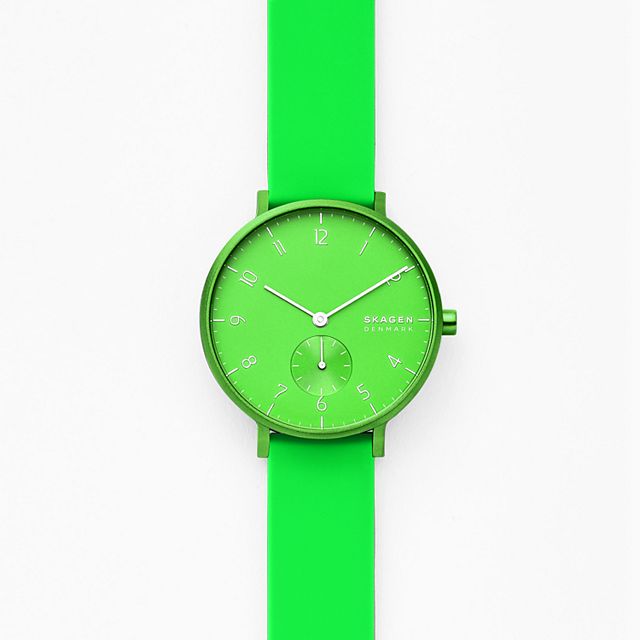 Skagen SKW2819 นาฬิกาผู้หญิง Aaren Kulor Neon Green Silicone Quartz Women's Watch