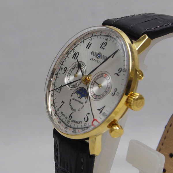 Zeppelin 7038-1 นาฬิกาผู้ชาย Hindenburg Moonphase Men's Watch Made In Germany