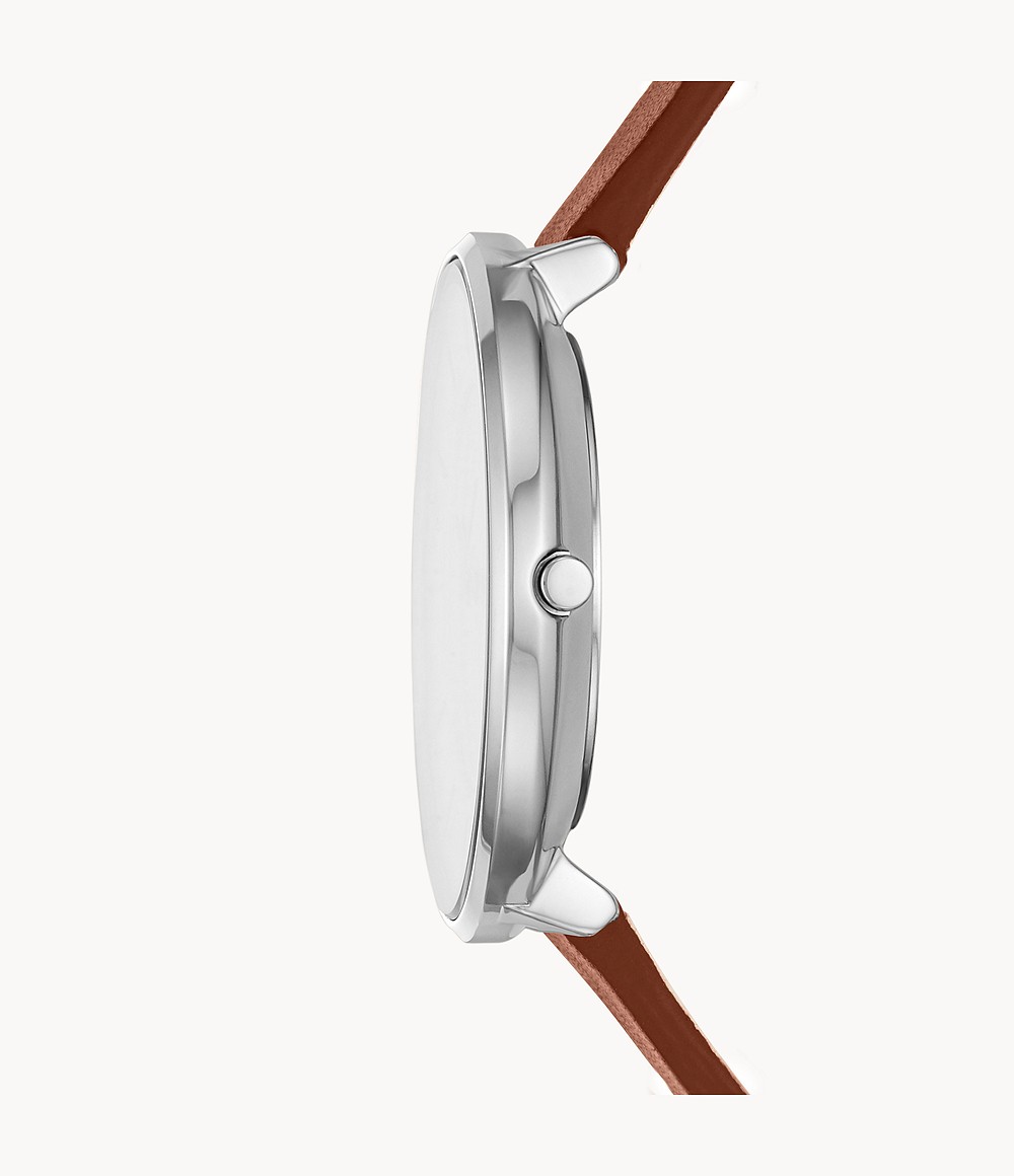 Skagen SKW3015 นาฬิกาผู้หญิง Gitte Two-Hand Medium Brown Leather Quartz Women's Watch