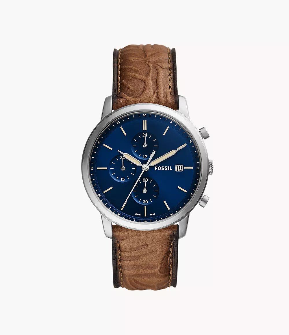 Fossil FS5928 นาฬิกา Minimalist Chronograph Tan Eco Leather Men's Watch