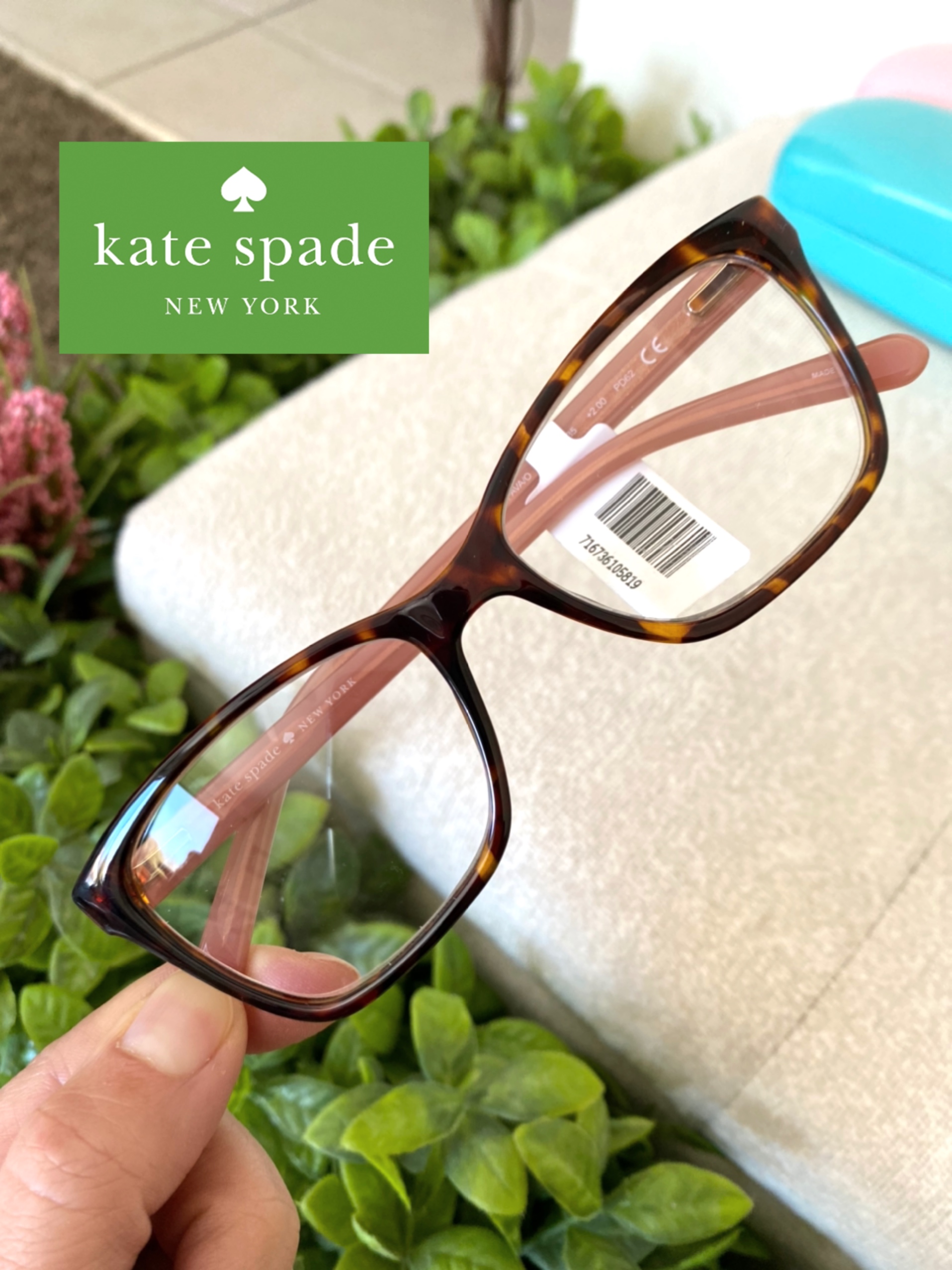 แว่นอ่านหนังสือ แว่นสายตา kate spade +2.50 +1.00 สีชมพู ขาชมพู