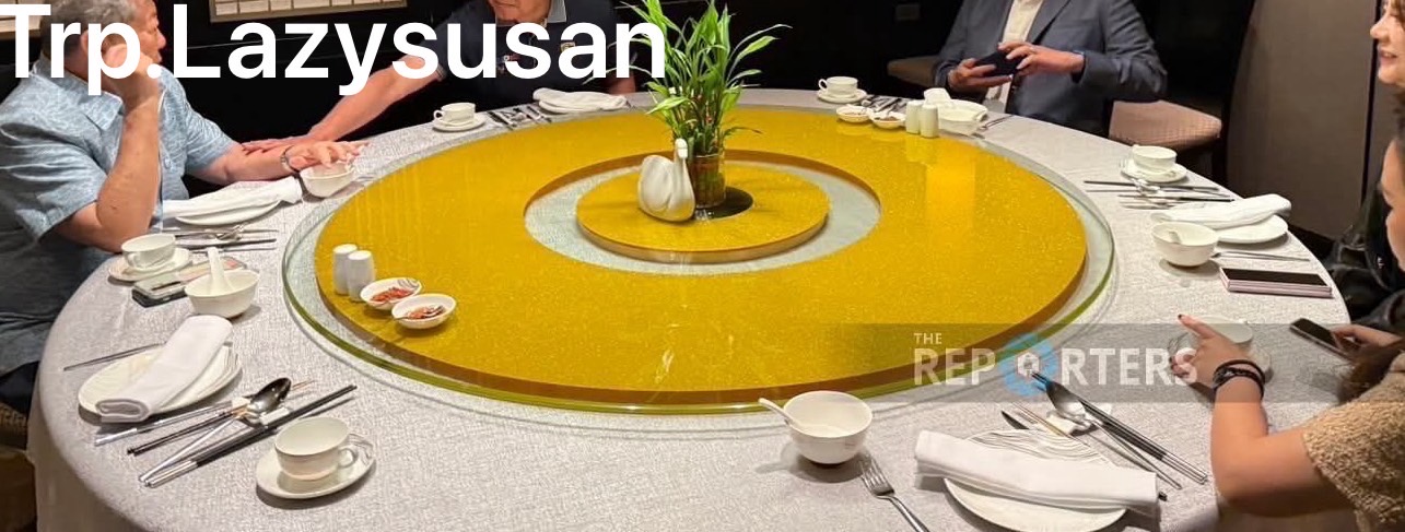 Trp. Trp.ทีอาร์พี ชุดโต๊ะกลม 20 ที่นั่ง พร้อมชุดจานหมุนอาหาร และ ฐานรองหมุนไฟฟ้าถ่านชาร์ทรีโมท