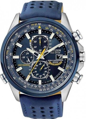 Citizen AT8020-03L นาฬิกาข้อมือผู้ชาย Eco-Drive Global Radio Chrono Blue Angels Pilots Men's Watch