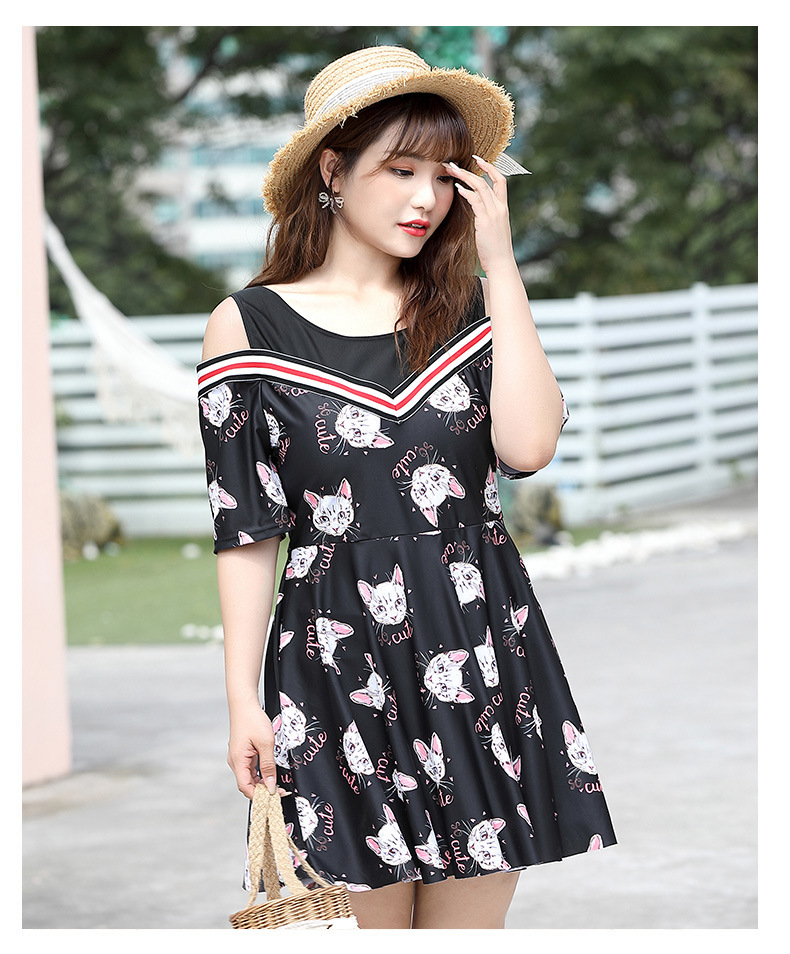 ชุดว่ายน้ำคนอ้วน วันพีช พร้อมส่ง :ชุดว่ายน้ำไซส์ใหญ่สีดำแต่งลายแมวเว้าไหล่ มีกางเกงขาสั้นใส่ด้านในแบบสวยน่ารักมากๆจ้า :7xl รอบอก48 - 58 นิ้ว เอว 44 - 54 นิ้ว สะโพก 46 - 58 นิ้ว // 9xl รอบอก56 - 68 นิ้ว เอว50 - 64 นิ้ว สะโพก 50 - 66 นิ้ว