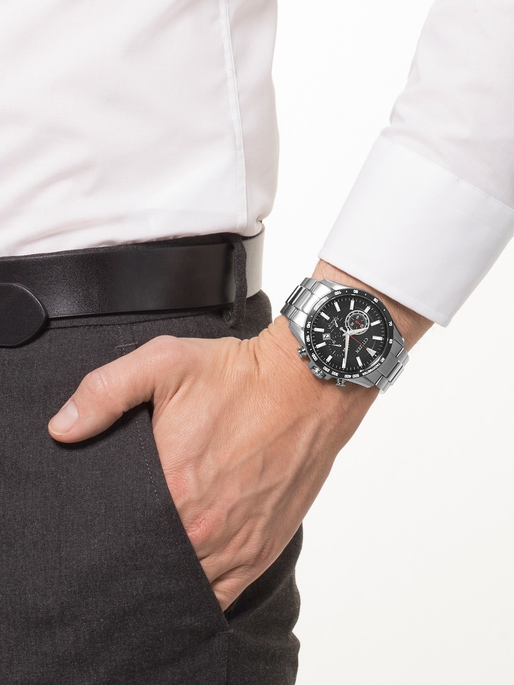 Citizen CA4444-82E นาฬิกาผู้ชาย Eco-Drive Super Titanium Chronograph Men's Watch