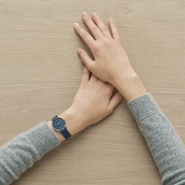 Skagen SKW2728 นาฬิกาผู้หญิง Skagen รุ่น SKW2728, Signatur Slim Blue Leather Women's Watch