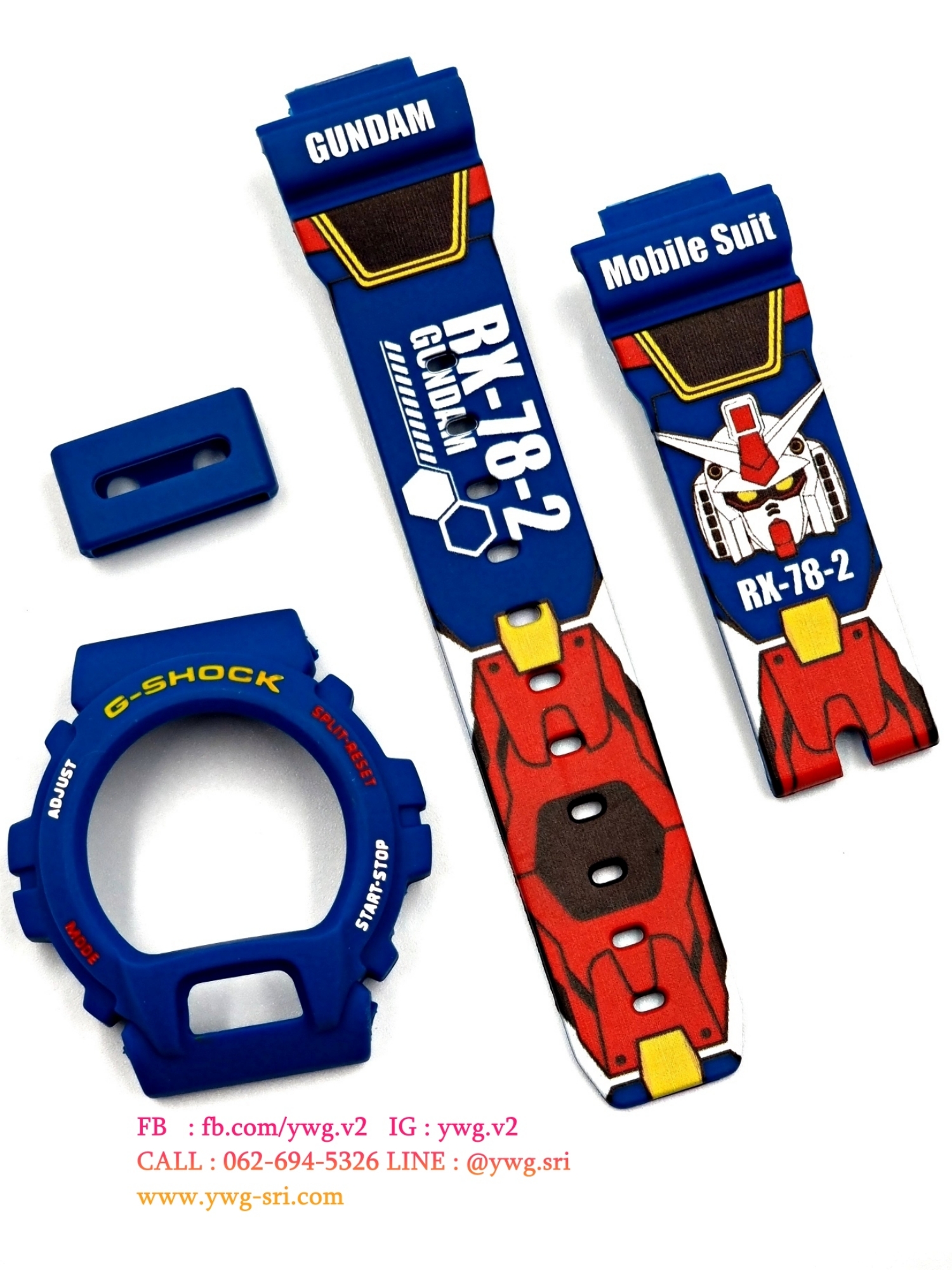 กรอบสาย G-SHOCK สีน้ำเงินด้าน สกรีนลาย Gundam ใส่ได้กับรุ่น DW-6900