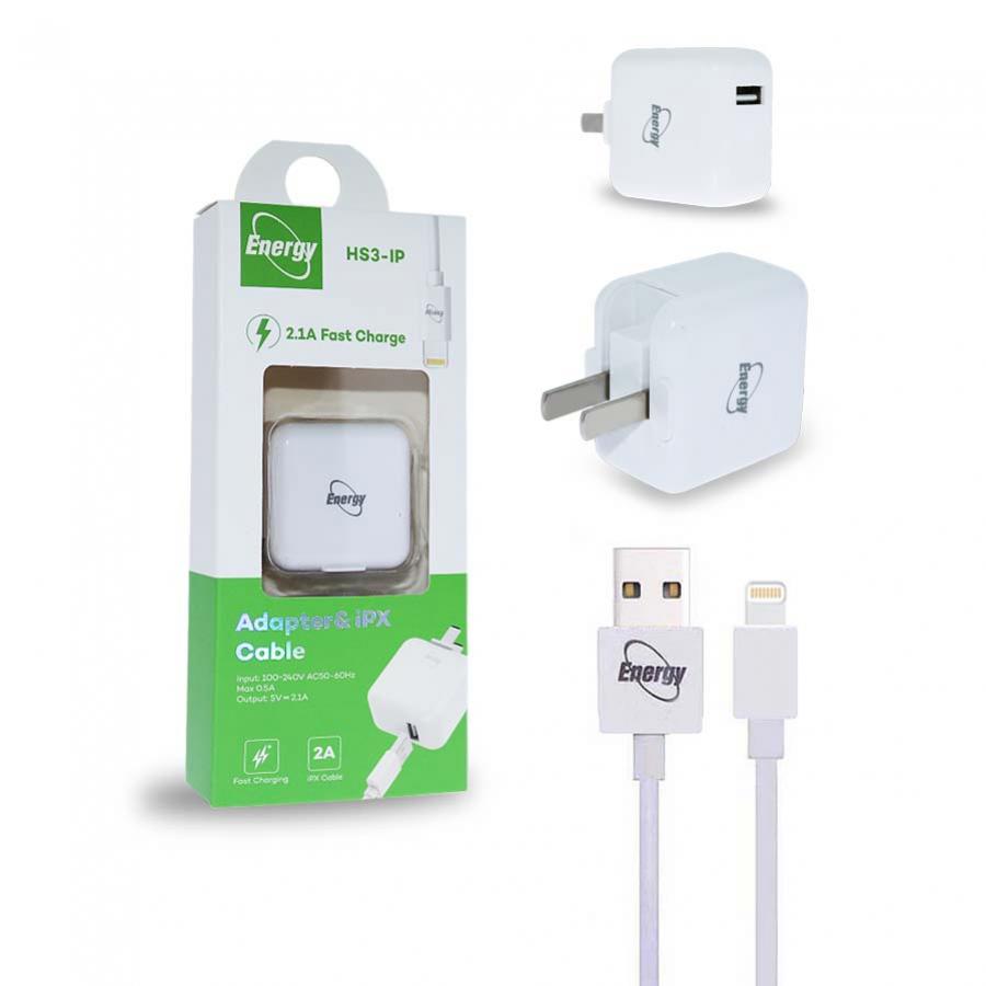 อแดปเตอร์ & สายชาร์จ ชาร์จเร็ว 2.1A สีขาว IP 5-12