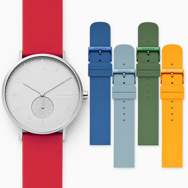 Skagen SKW1120 นาฬิกาผู้ชาย Aaren Kulor Three-Hand Multi-Colored Silicone Quartz + Set Watch Strap Men's Watch