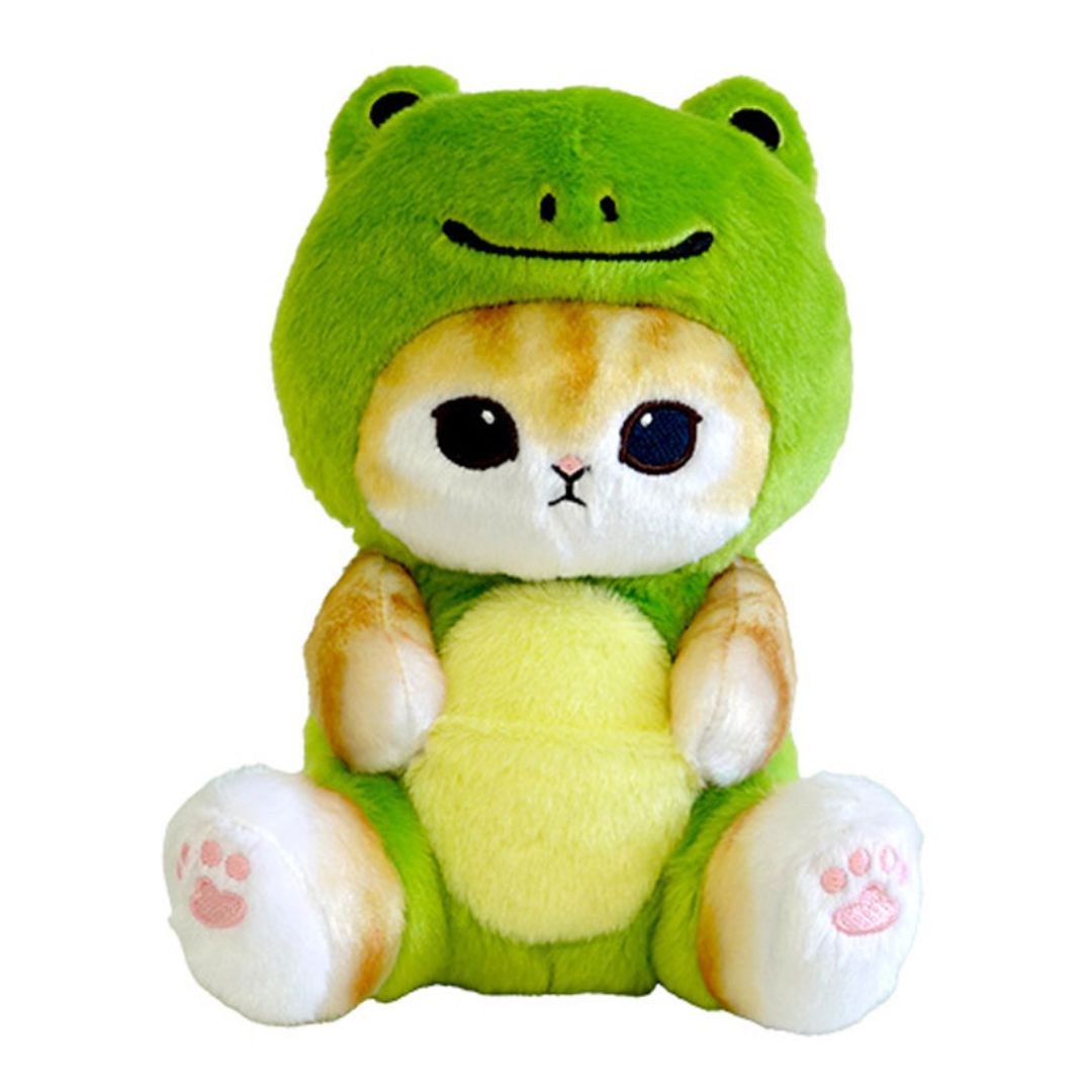 [PRE-ORDER] ตุ๊กตา แมวโมฟุ Mofusand ชุดกบเขียว ขนาด S 20 x 13 x 13 cm นำเข้าจากญี่ปุ่น โมฟุซาน mofu ぽてたまぬいぐるみ かえるにゃん ベージュ