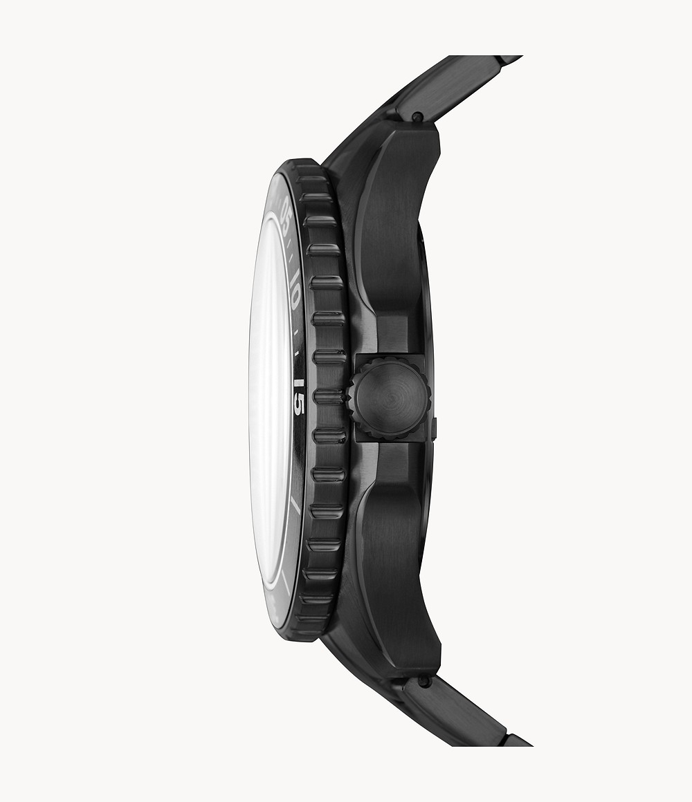 Fossil FS5688 นาฬิกาผู้ชาย FB-02 Three-Hand Date Black Stainless Steel Quartz Men's Watch