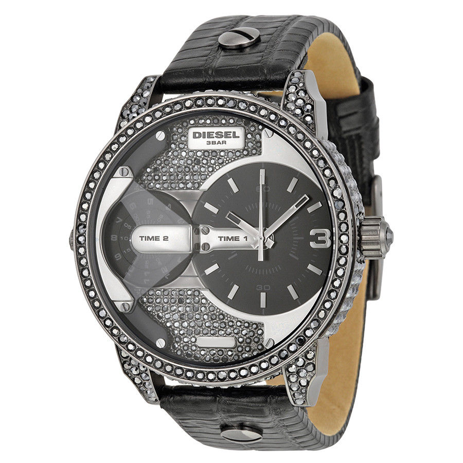 Diesel DZ7328 นาฬิกาผู้ชาย Diesel รุ่น DZ7328, Mini Daddy Dual Time Leather Men's Watch