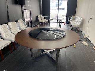 Round Table 圆桌会议 餐桌 中式餐桌 配有旋转镜组 โต๊ะกลมโต๊ะกลมพับขาหน้าขาวโฟเมการ์ขาเหล็กชุปโครเมี่ยมโต๊ะประชุมโต๊ะโรงแรม Tablechairthai / โต๊ะเก้าอี้ไทย