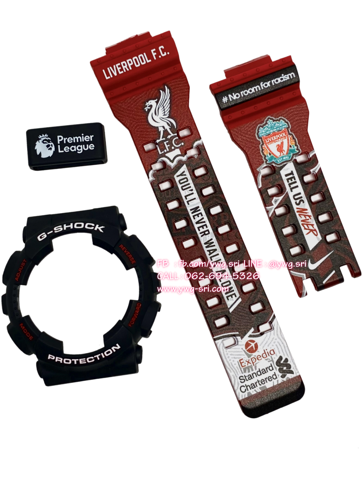 กรอบสาย G-SHOCK แท้✅ กรอบดำ สายแดงด้าน สกรีนลาย Liverpool ใส่ได้กับรุ่น GA-100 ,GA-110 ,GA-120 ,GA-140 ,GAX-100 ,GD-100 ,GD-120