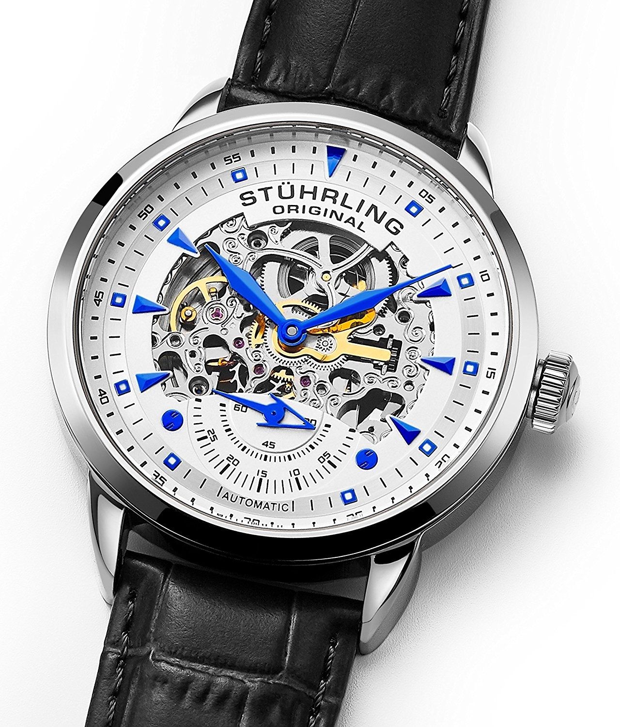Stuhrling Original 133.33152 นาฬิกาผู้ชาย Stuhrling Original รุ่น 133.33152, Executive Automatic Skeleton Black Leather Men's Watch