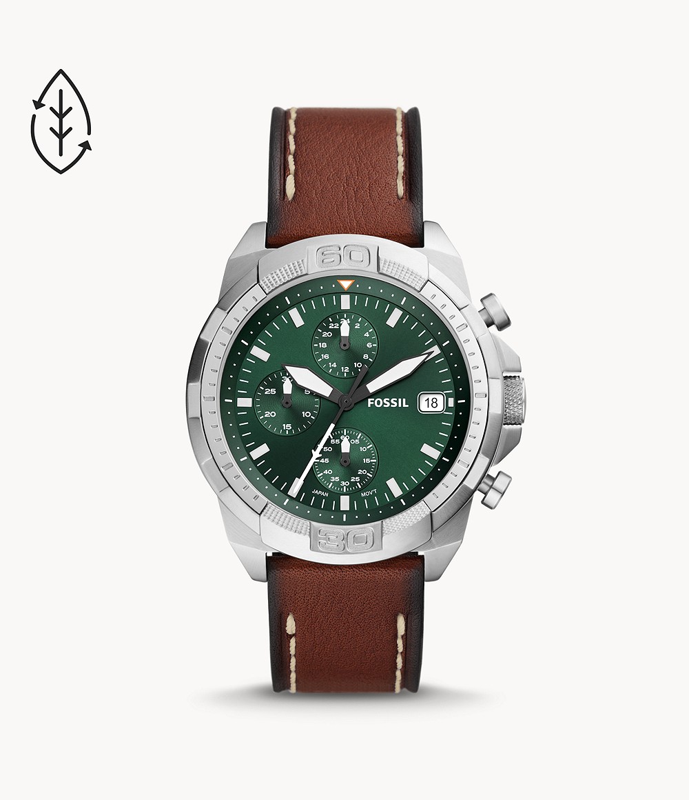 Fossil FS5898 นาฬิกาผู้ชาย Bronson Chronograph Brown Leather Quartz Men's Watch