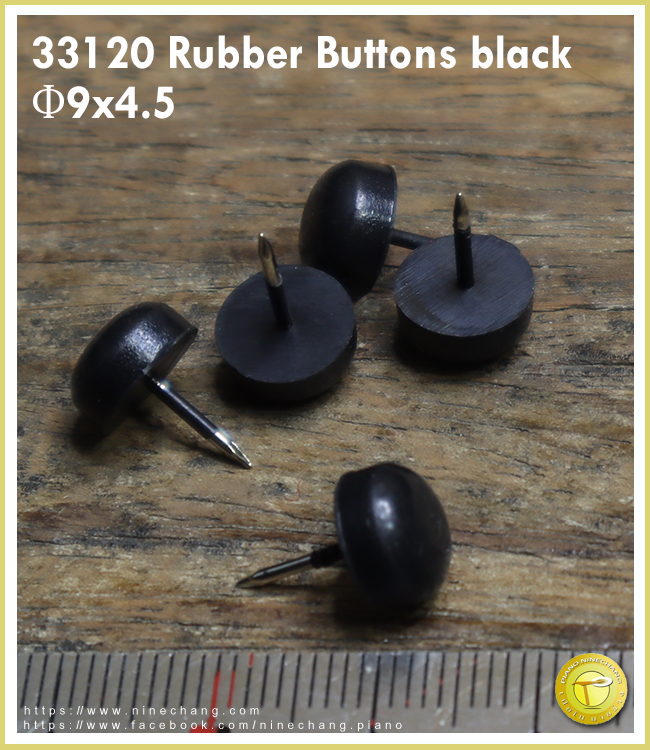 33120 Rubber Buttons black Φ9x4.5