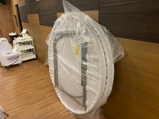 Trp.ทีอาร์พี square Table Plastic 45X180 cm. โต๊ะสี่เหลี่ยมผืนผ้าโต๊ะประชุมโต๊ะพับขาหน้าพลาสติก ขาเหล็กสีอบ่โต๊ะสัมมนาโต๊ะโรงแรมโต๊ะร้านอาหาร Trp. Tablechairthai