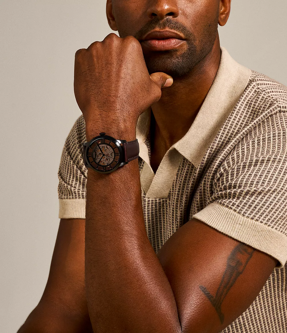 Fossil ME3098 นาฬิกาผู้ชาย Fossil Townsman Automatic Dark Brown Men's Watch