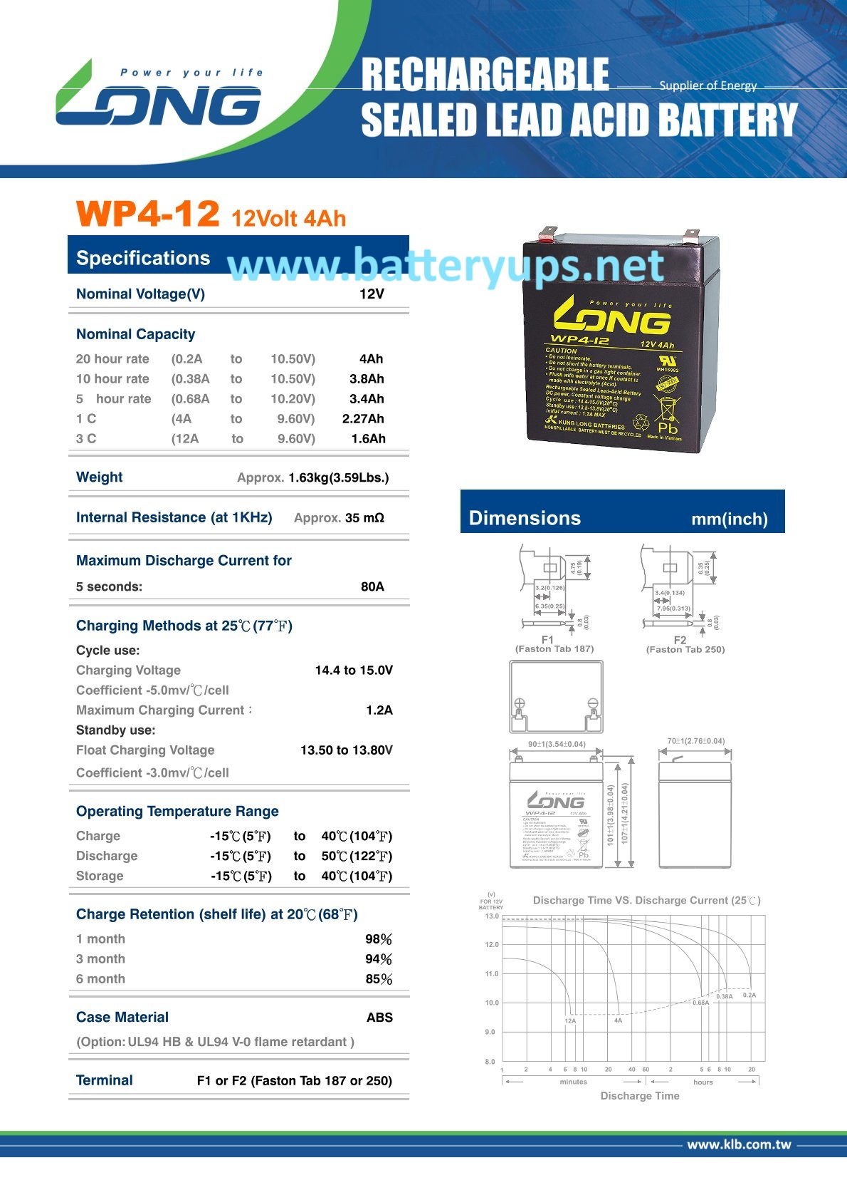12V 4AH LONG