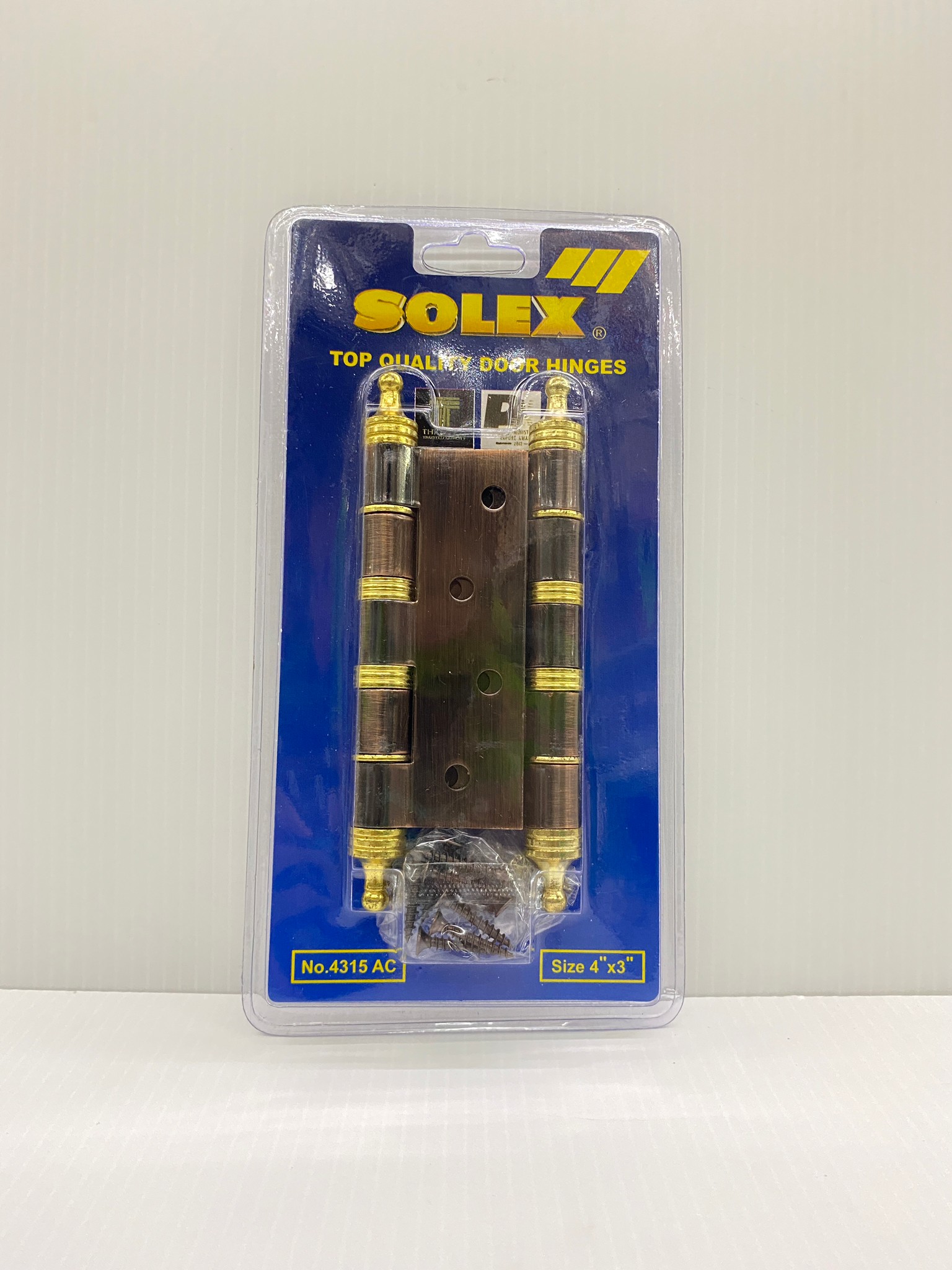 SOLEX บานพับประตู แกนใหญ่ (มีจุก) No.4315 ACB (แพ็ค 2 ชิ้น) สีทองแดงรมดำ ลูกปืนหัวตัด 4 x3 นิ้ว