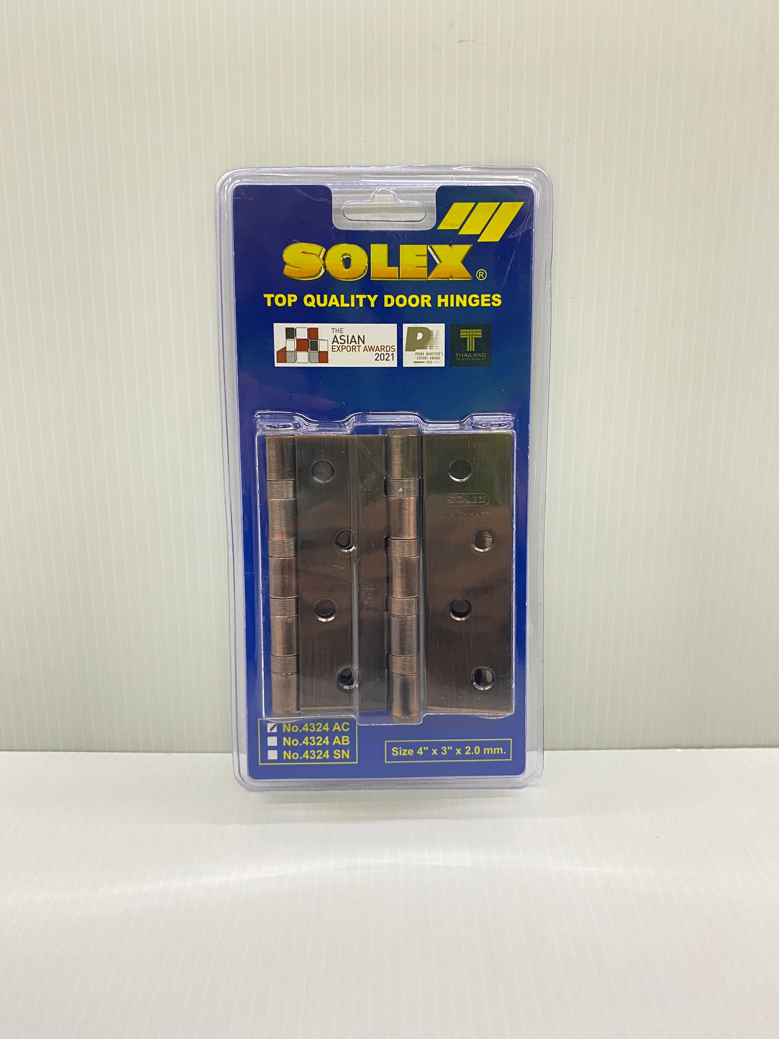 SOLEX บานพับประตู รมดำ No.4324 AC (แพ็ค 3 ชิ้น)