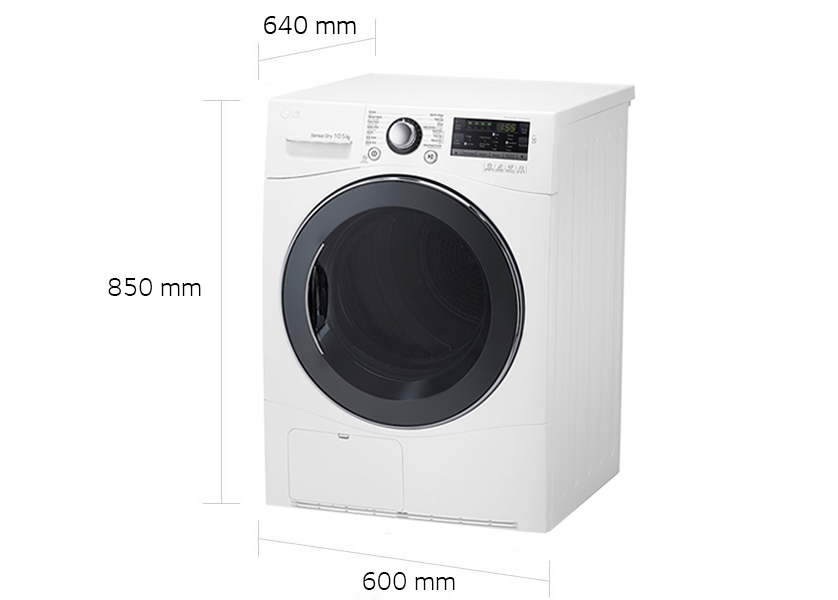 เครื่องอบผ้าฝาหน้า LG 10.5 กก. สีขาว Smart diagnosis วิเคราะห์ปัญหาผ่านฟังก์ชัน NFC รุ่น RC9066A3F