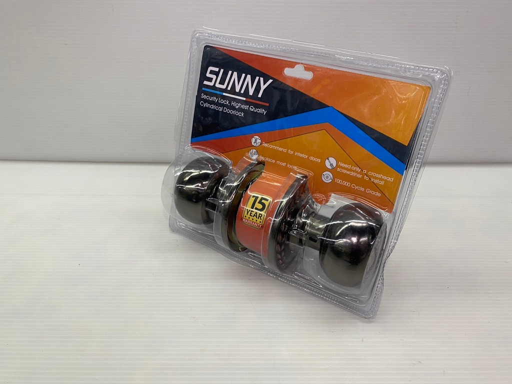 ลูกบิดสแตนเลส ลูกบิดประตูห้องนอน (มีกุญแจ) สีรมดำ SUNNY รุ่น 9214BN
