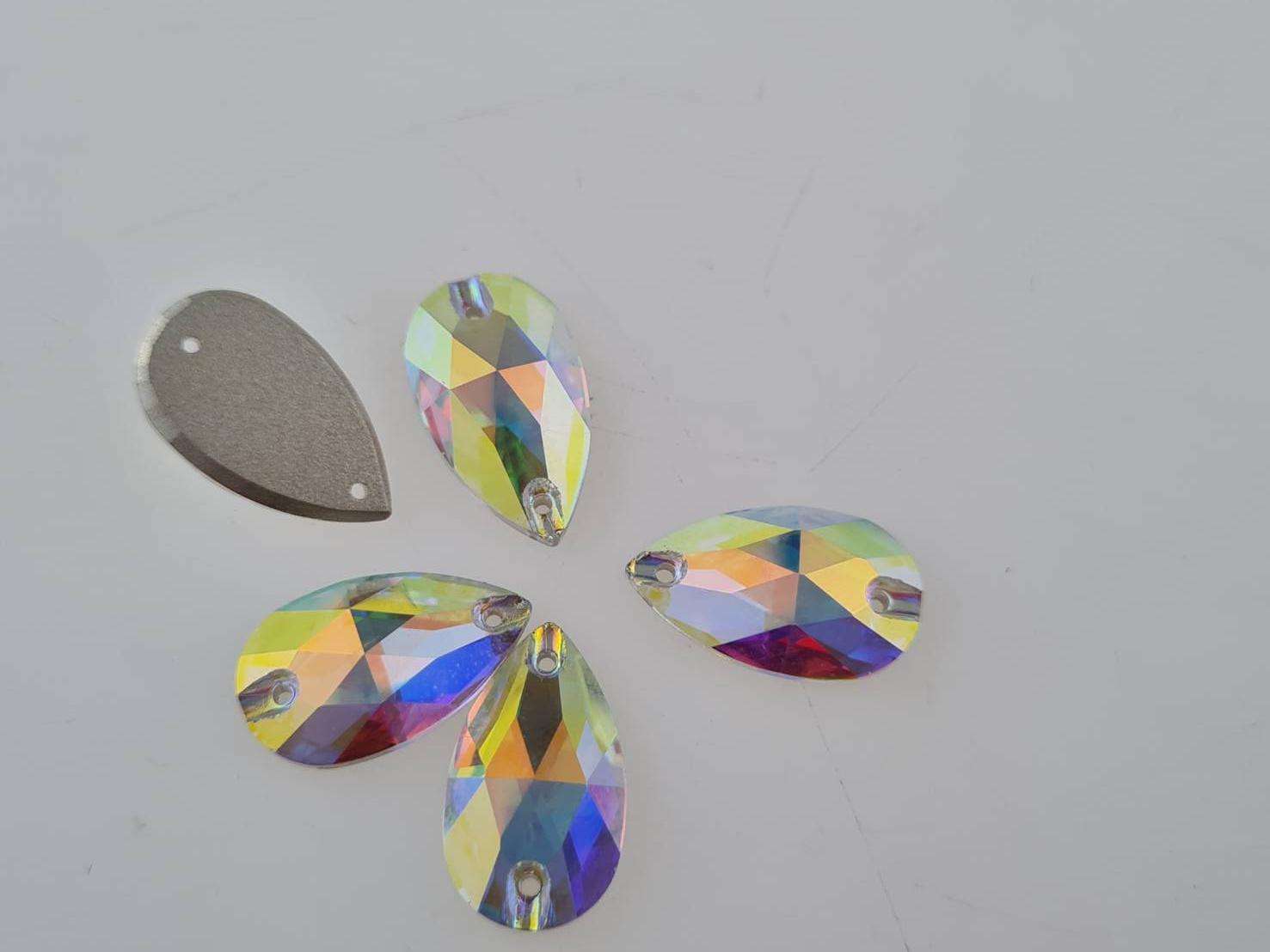 คลิสตัลน้ำมันก๊าด คริสตัลหยดน้ำสีรุ้ง คริสตัลหยดน้ำแบบเย็บสำหรับชุดลิเก หมอลำใช้ในงานเครื่องประดับต่างๆ