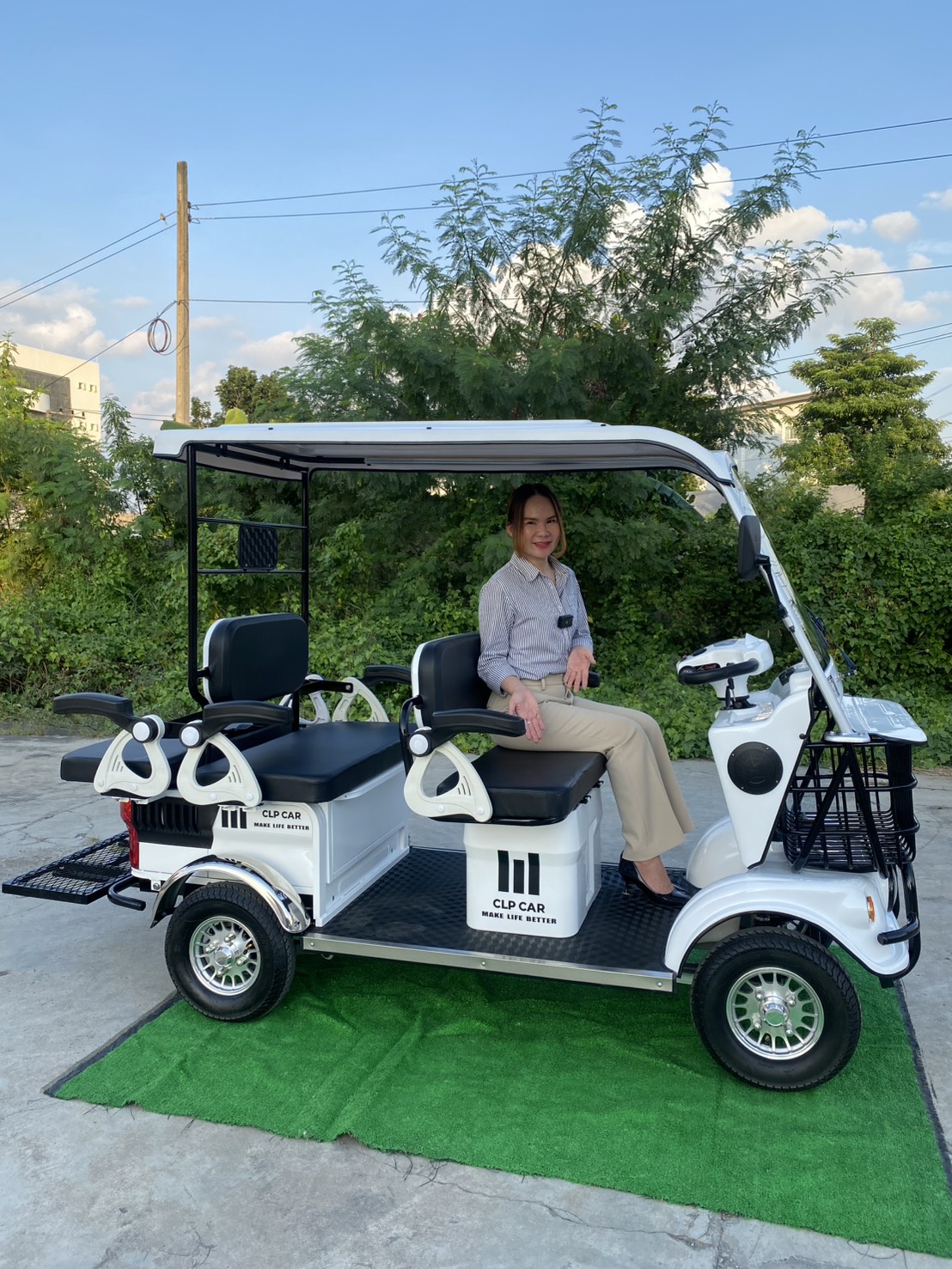 รถไฟฟ้า 4 ล้อ 6 ที่นั่ง (คนไซส์ใหญ่) รุ่น M-01ฺB BIG PLUS ยี่ห้อ CLP CAR ขับแฮนด์บิด