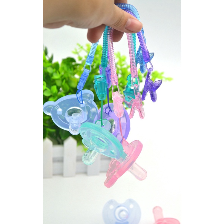 สายคล้องจุกหลอก สายคล้องยางกัด สายสปริง ยืด-หด ได้ คลิปหนีบยางกัด กันหล่น