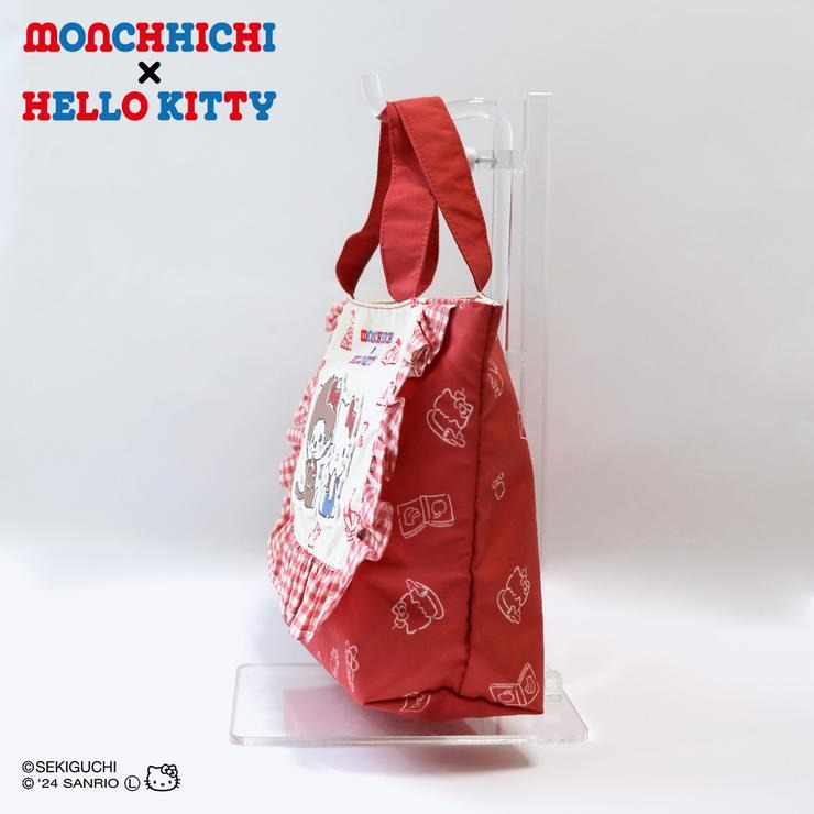 [PRE-ORDER] Monchhichi x Hello Kitty Mini Tote Bag กระเป๋ามินิ ม่อนชิชิ x คิตตี้ ครบรอบ 50 ปี สี Wine Red 101 レディース ミニトートバッグ（サンリオキャラクターズ×モンチッチ）