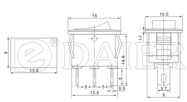 Switch KCD11-102 3A250V 3ขา ON-OFF