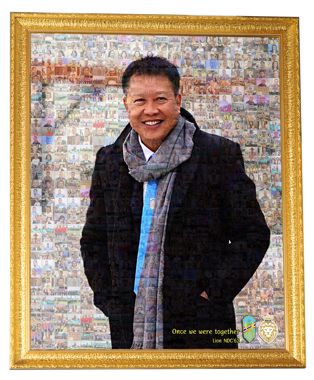 ของขวัญวันเกษียณ Mosaic Photo ขนาด 20x24 นิ้ว + กรอบไม้เส้น 201ทองD เคลือบร้อน